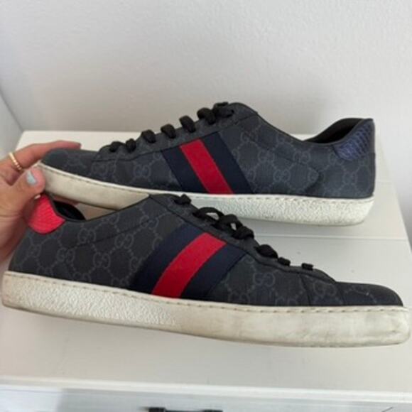 Gucci Ace GG Supreme Monogram Sneakers Python Trim Men’s Size 11.5 main image 4